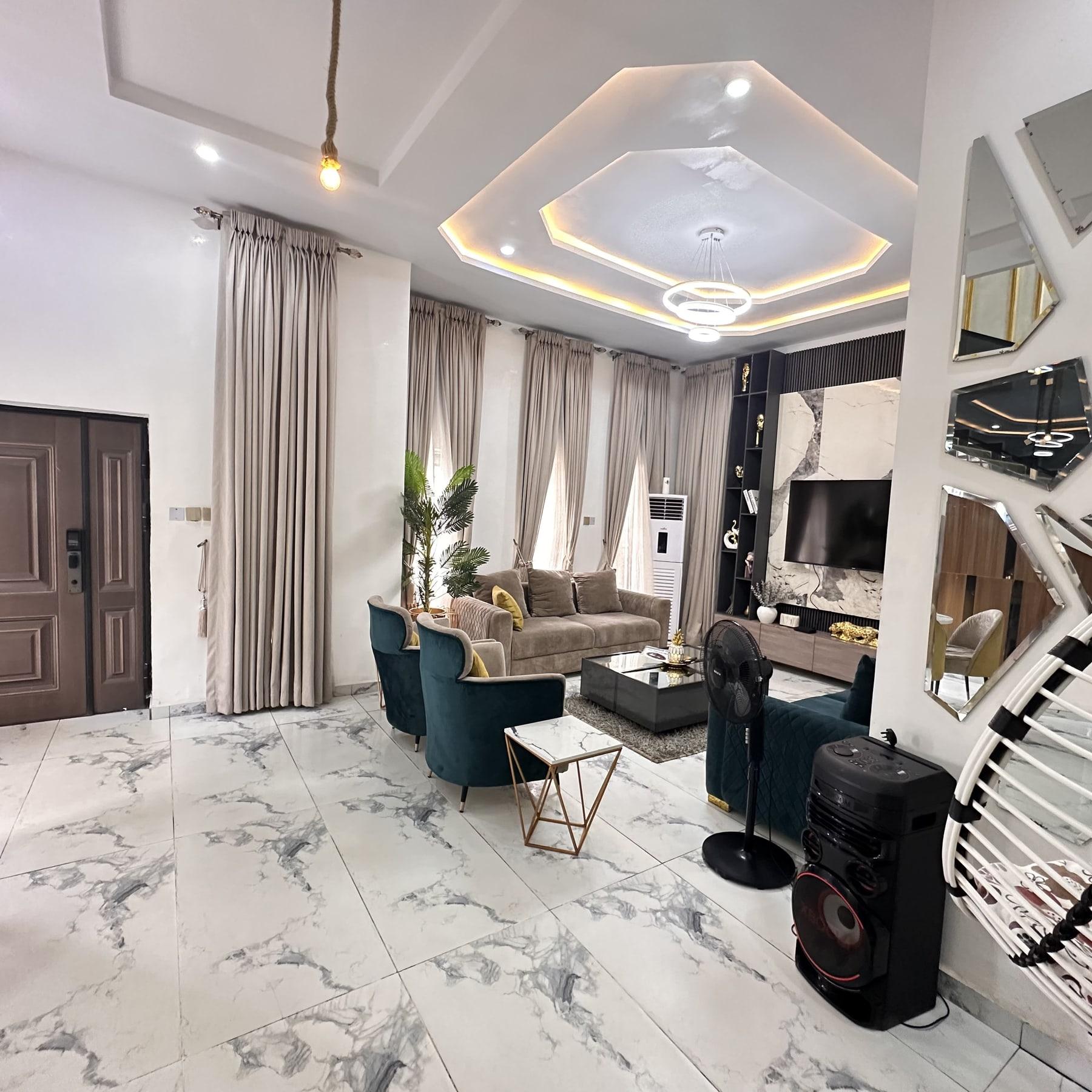 Living area in Unit 1